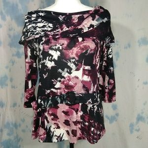 Christopher & banks flip collar belt top size M